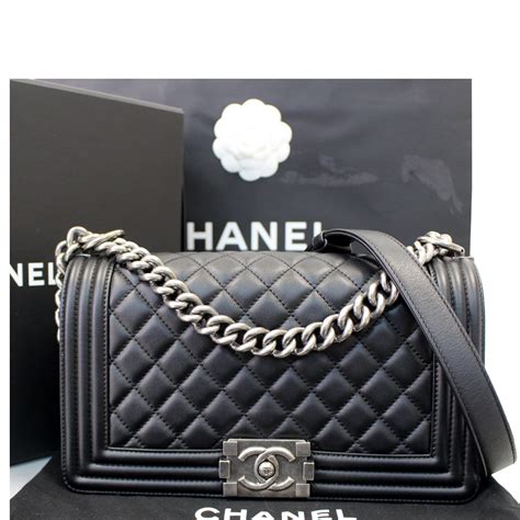 chanel black boy|Black Chanel boy bag.